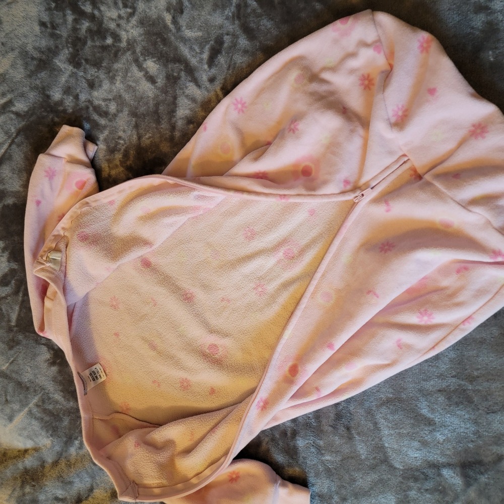 Carter's Sleep Bag Baby One Size Pink Excellent Fleece Floral Heart Print 827